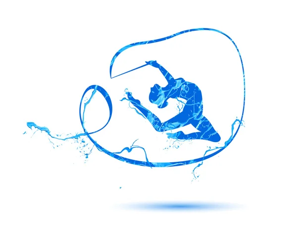 Fille gymnaste avec ruban — Image vectorielle