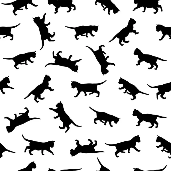 Naadloze patten - kitten silhouetten — Stockvector