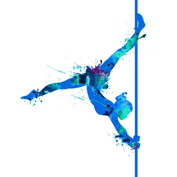 Pole dance silueta de mujer joven — Vector de stock