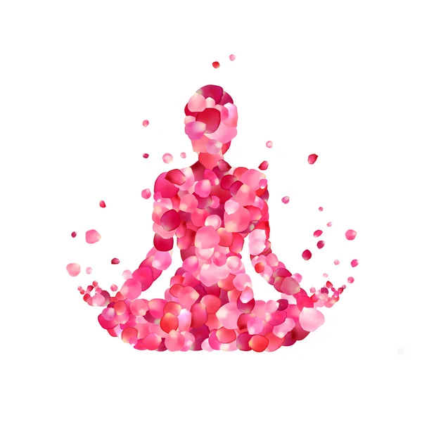 Yoga lotus pose silhouette — Stock Vector