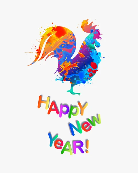 Happy NEW 2017 Year! Cock of splash paint — Stock Vector