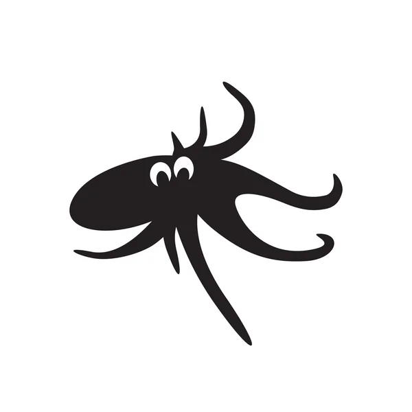 Vector octopus. Black on white — Stock Vector