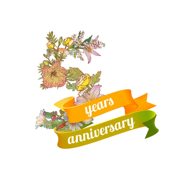 Five (5) years anniversary — Stock Vector