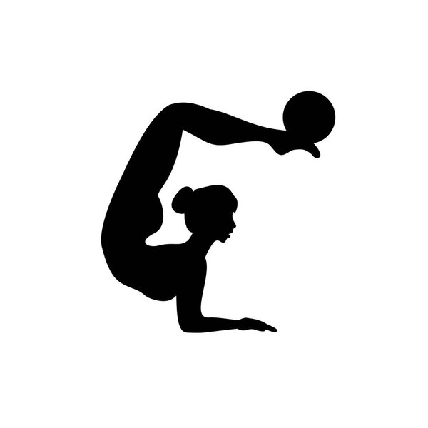Rhythmic gymnastics girl with ball. Dancer silhouette