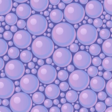 Mor arkaplanda pembe baloncukların kusursuz vektör deseni