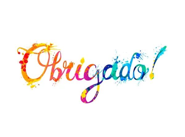Επιγραφή Στα Πορτογαλικά Ευχαριστώ Obrigado Γράμματα Διάνυσμα Μπογιάς — Διανυσματικό Αρχείο