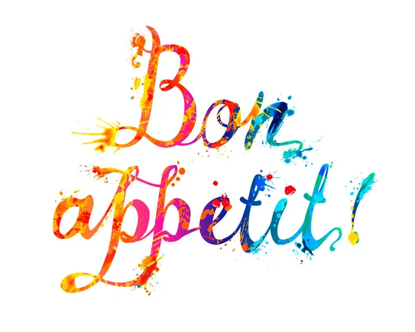 Bon Appetit. Buen apetito en francés. Palabra vectorial de letras caligráficas — Vector de stock