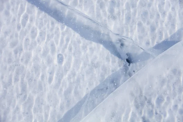 Rachaduras Gelo Transparente Lago Baikal Vista Superior Textura Inverno — Fotografia de Stock