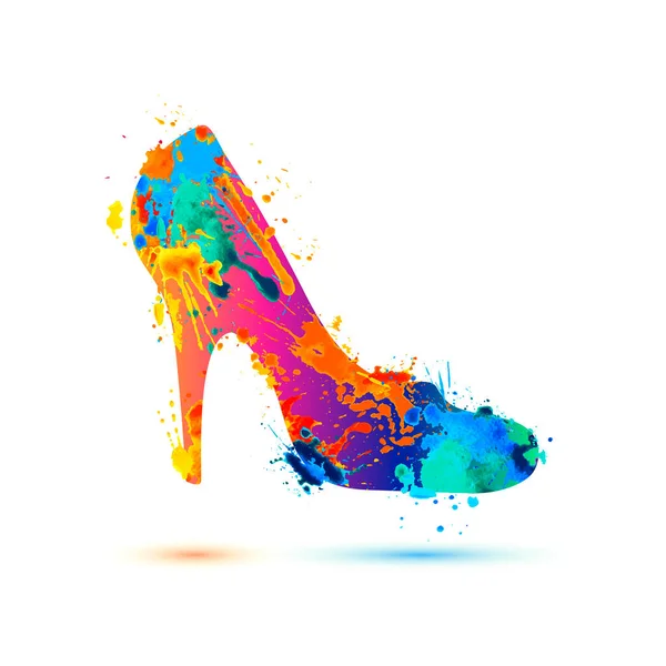 High heels shoes icon of splash paint — Stock Vector