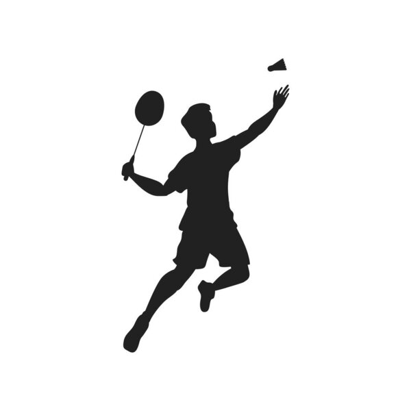 Man playing badminton silhouette icon
