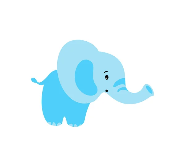 Elefante Bebé Azul Lindo Vector Plano Ilustración Sobre Fondo Blanco — Vector de stock