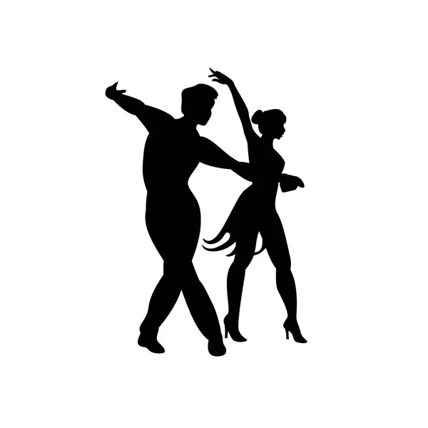 Silhouette Dancing Pair Sporting Latin Classical Dances Vector Icon — Stock Vector