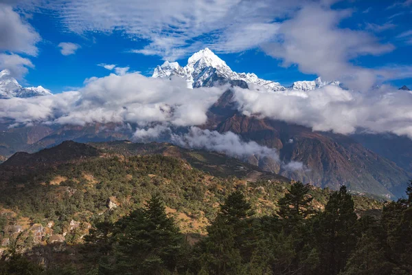 Uitzicht Vanaf Berg Buurt Van Khunde Village Nepal Nationaal Park — Stockfoto
