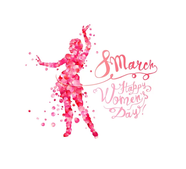 8 Μαρτίου. Χαρούμενη κάρτα ημέρα των γυναικών — Διανυσματικό Αρχείο