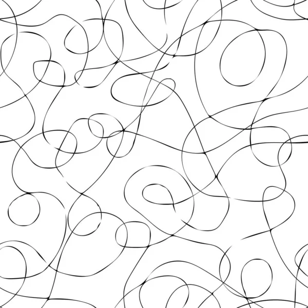 Naadloze vector patroon van chaotische eindeloze lijn zwart op wit — Stockvector