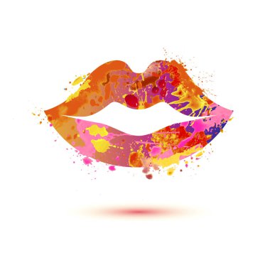 Lips simgesi vektör sıçrama boyası, kozmetoloji sembolü