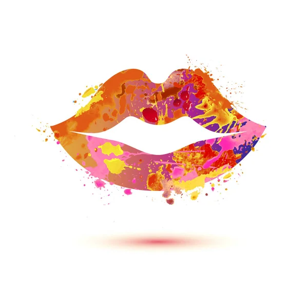Lips 아이콘 스플래시 페인트 Cosmetology — 스톡 벡터
