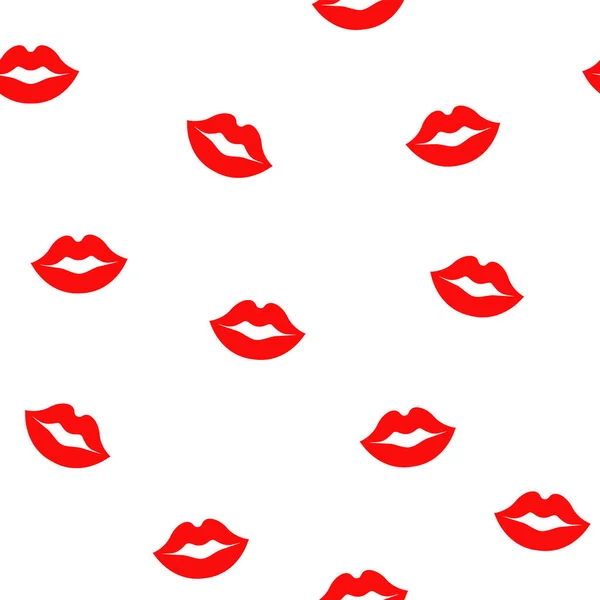 Nahtloses Vektormuster Roter Lippen Auf Weißem Hintergrund — Stockvektor