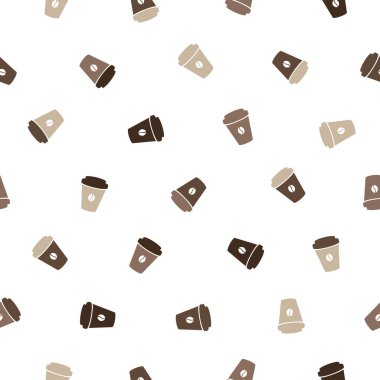Kahveli Kağıt Kupa 'nın kusursuz vektör deseni
