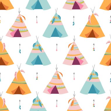 Beyaz arkaplanda kusursuz bir wigwams deseni
