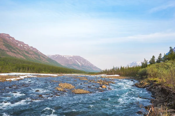 River Hoisey Polární Den Náhorní Plošině Putorana Taimyr Rusko — Stock fotografie