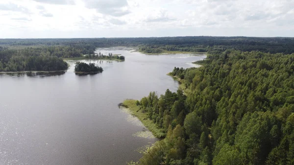 Nahodno lake aerial view landscape. Valdai, Novgorod region, Russia