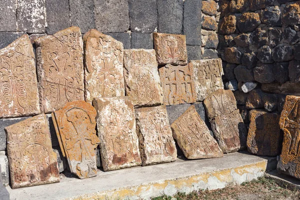 Αρχαία Πέτρα Khachkar Από Sevanavank Μοναστήρι Στην Αρμενία — Φωτογραφία Αρχείου