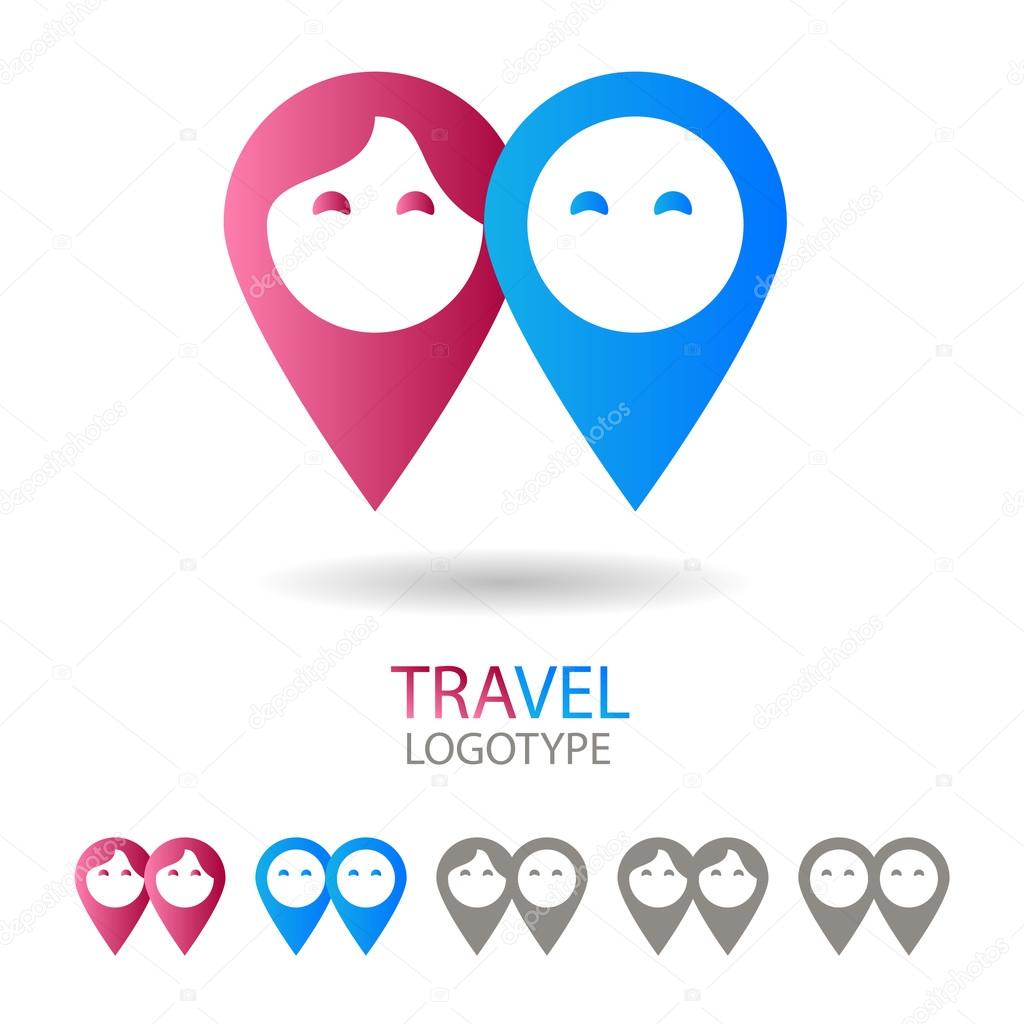 Vector sign for a couple of travelers (tourists).