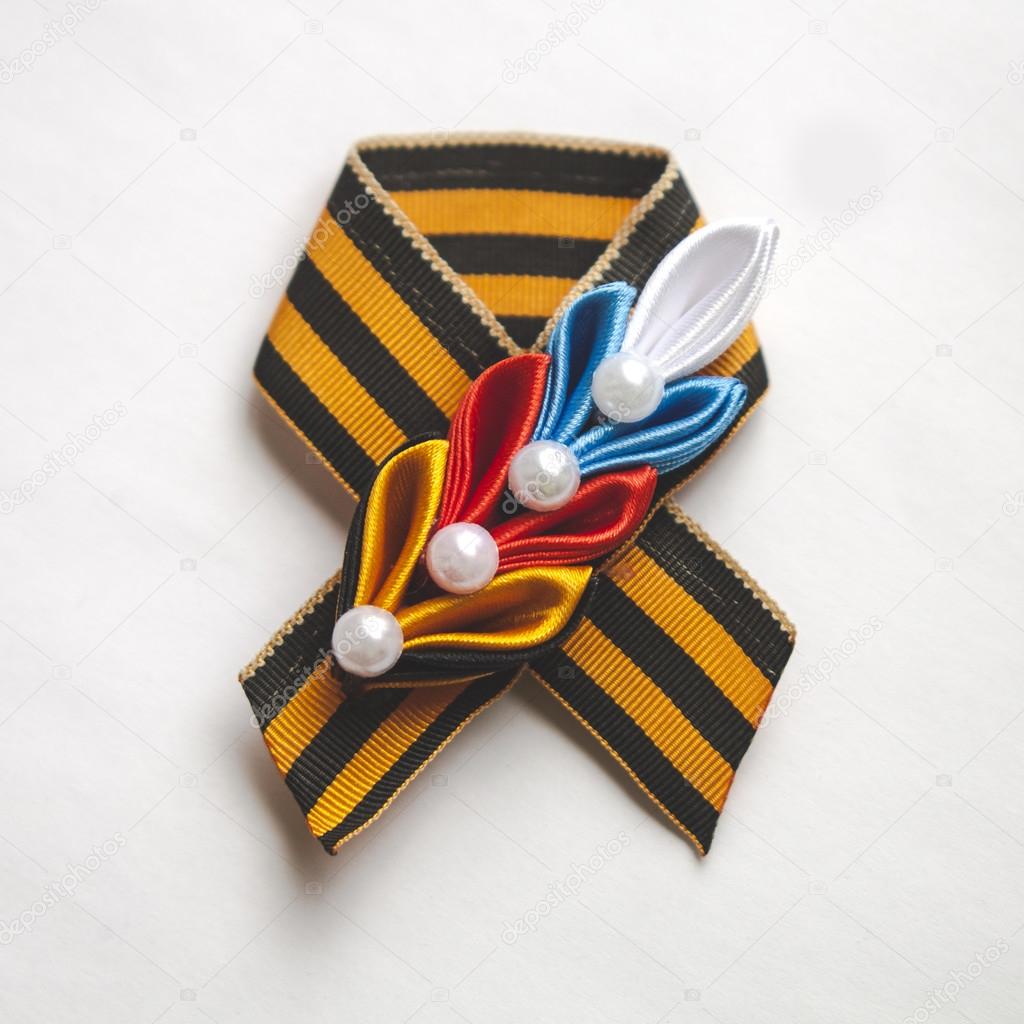 St. George ribbon on white background. Symbol of heroism.