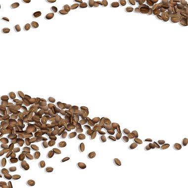 White background with grains coffee Arabica waves clipart