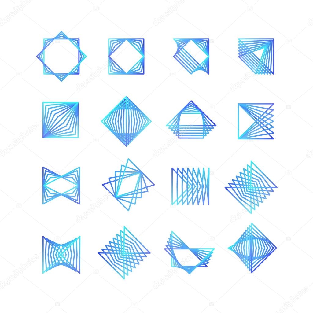 Set of abstract vector linear signs isolated on white background (design elements for medicine or business logotype)