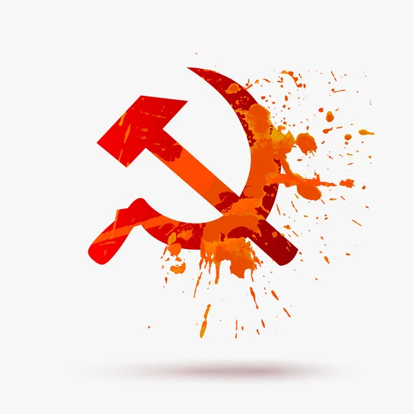 Ussr symbol: Hammer and Sickle. Watercolor texture — Stockový vektor