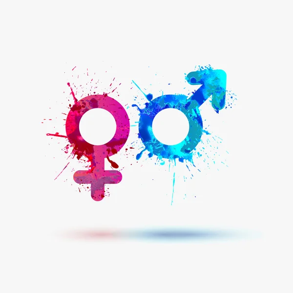 Male and female watercolor symbols — Stock Vector