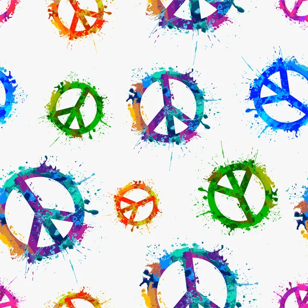 Vector peace symbol in watercolor splashes — Stock Vector