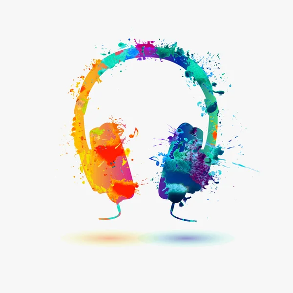 Vector watercolor headphone — ストックベクタ