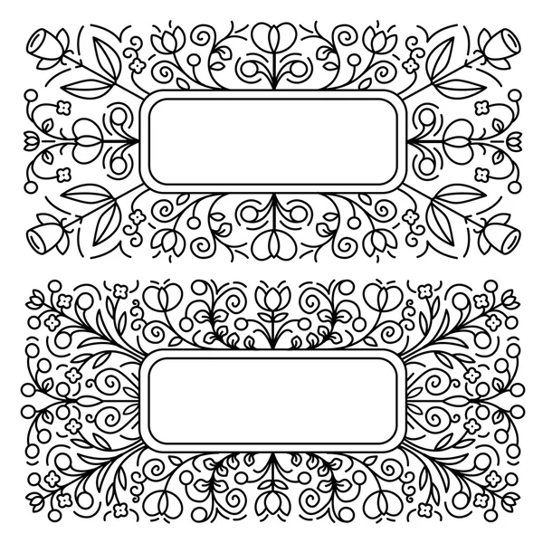 Marcos lineales vectoriales. Patrón floral — Vector de stock