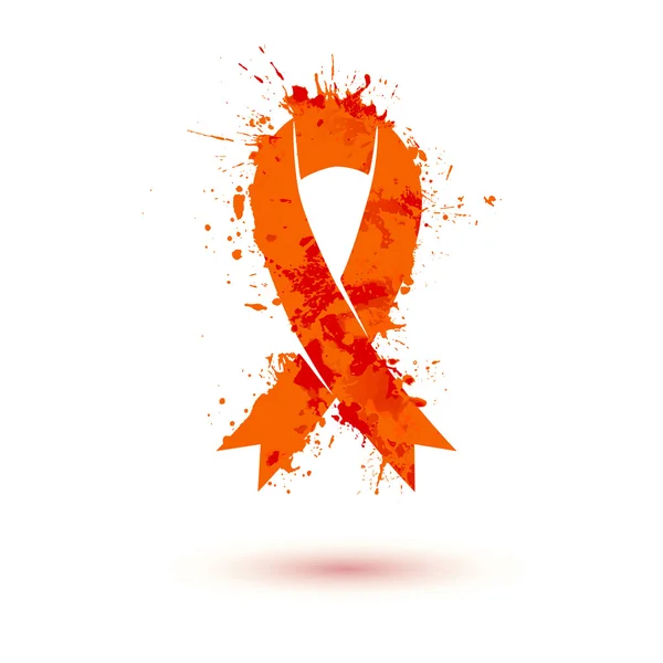 Nastro rosso ad acquerello. AIDS simbolo del vettore HIV — Vettoriale Stock