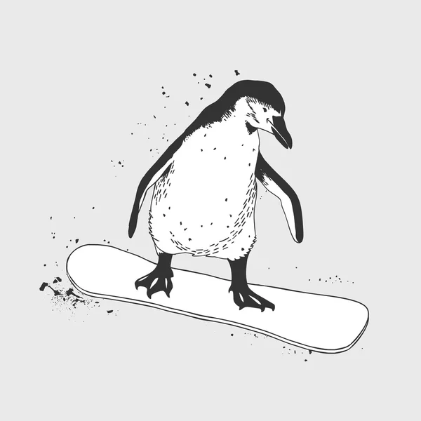 Snowboarder pinguïn — Stockvector