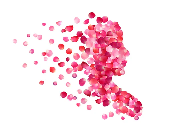Silhouet van het meisje van rozenblaadjes — Stockvector