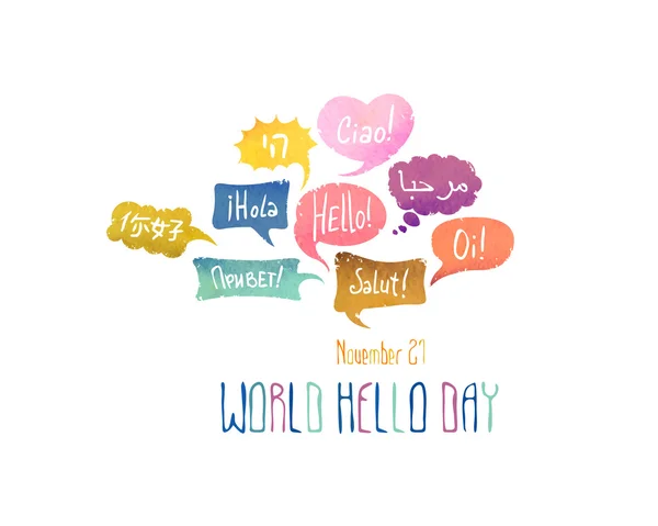 Holiday November 21 - World hello day. — Stock Vector