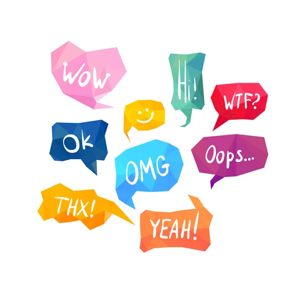 Acronyms and abbreviations in speech bubbles — Stock Vector