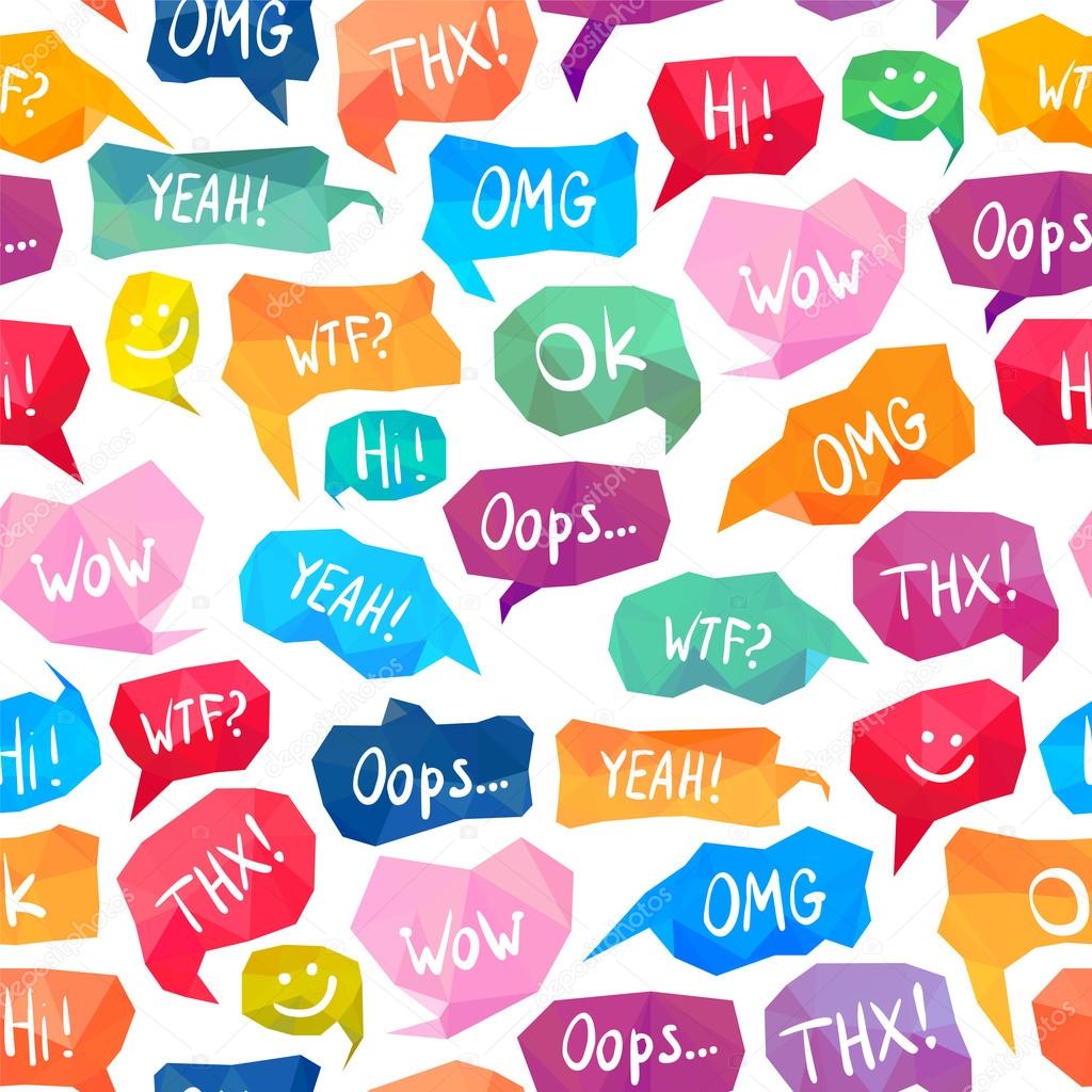 Download - Seamless pattern - speech bubbles with acronyms and abbreviation...