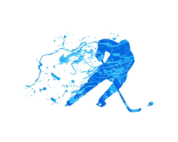Joueur de hockey. Peinture en aérosol — Image vectorielle