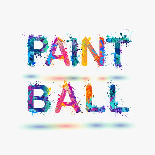 Pintball. Palabra escrito pintura en aerosol — Vector de stock