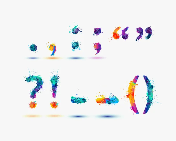 Noktalama işaretleri içine gökkuşağı splash boya