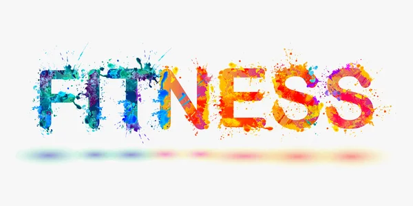 Palabra "FITNESS". Pintura para salpicaduras — Vector de stock