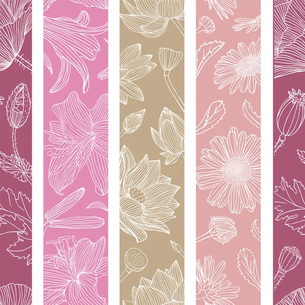 Seamless pattern - floral stripes — Stockvector