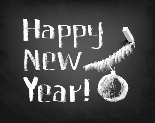 Happy new year. Chalk on board. — Stock Vector