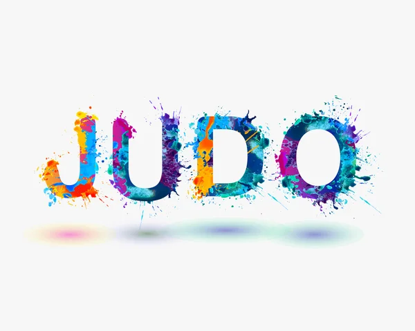 Palabra "JUDO". Arco iris salpicadura pintura — Vector de stock