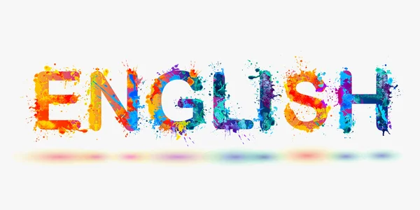 Word "ENGLISH" . Watercolor — Stock Vector